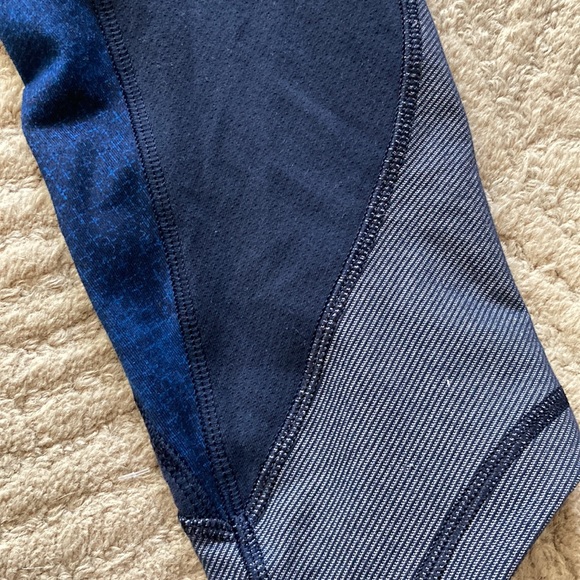 LULULEMON 4 Wunder Under Crop Sashiko Inkwell Faux-Denim Leggings Luon - Picture 6 of 9